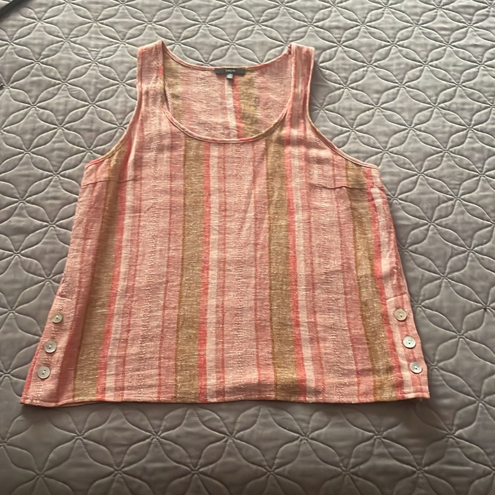 NWOT DREW Linen Pink and Tan Striped Tank Top